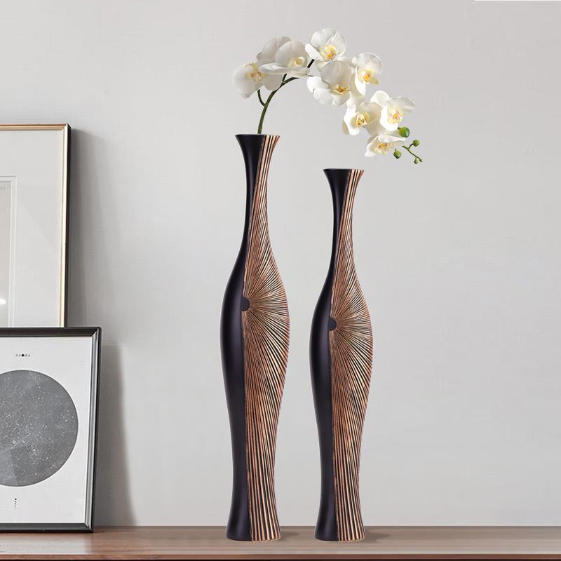 中古风复古宋氏美学花瓶客厅电视柜旁入户玄关竖高侘寂装饰品摆件