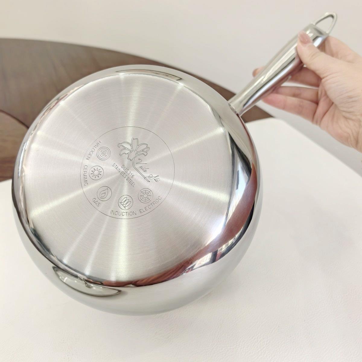 316不锈钢充气单柄奶锅，热奶锅，婴儿辅食锅，面条锅，糖浆锅，