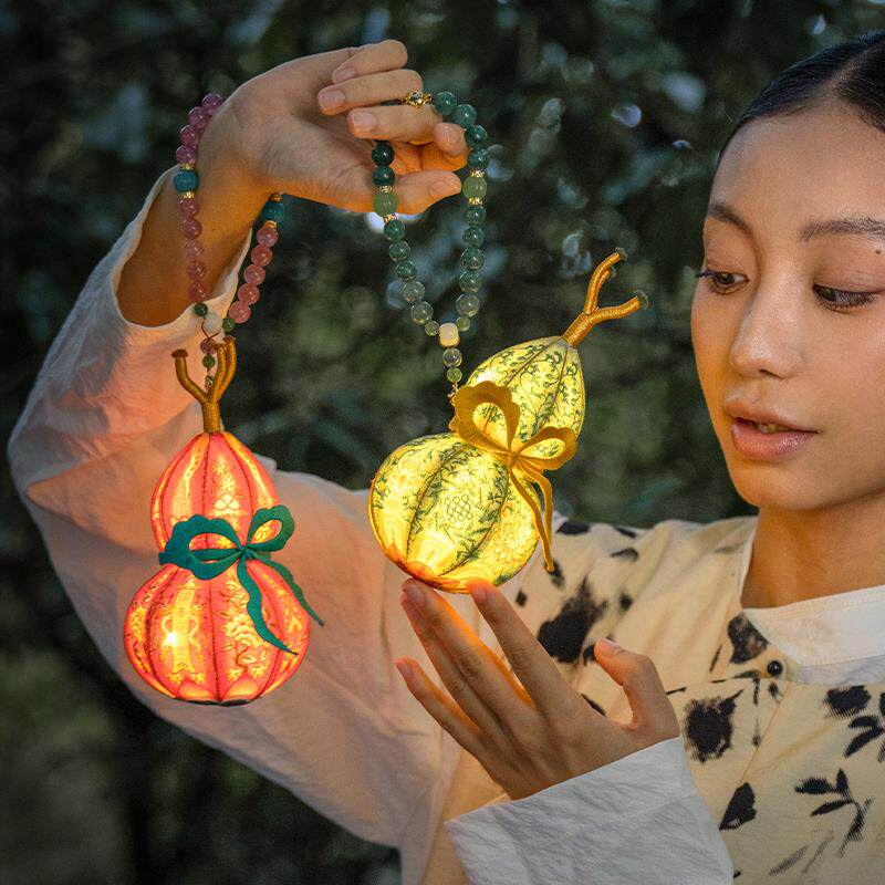 王的手创 葫芦小灯笼古风花灯手工diy材料包竹编中式随身宝石手链