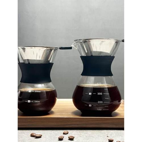 手冲咖啡壶套装不锈钢滤网玻璃家用手冲壶便携过滤滴漏式杯分享壶