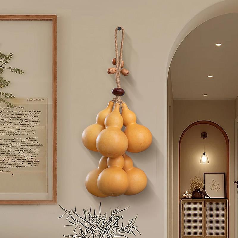 天然葫芦五帝钱门对门挂件真葫芦串挂饰家居摆件八方来财福禄壁挂