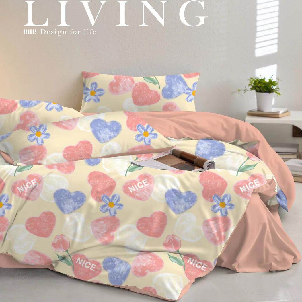 床上三件套【心灵花语】床单2.3x2.3米+47*74枕套一对斜纹面料