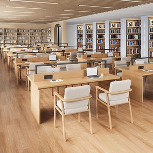定制学校图书馆阅览室桌子共享书店带灯办公会议配套椅书架组合