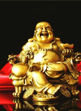 纯铜弥勒佛汽车载摆件和气生财大肚笑佛像客厅店铺装饰工艺礼品摆