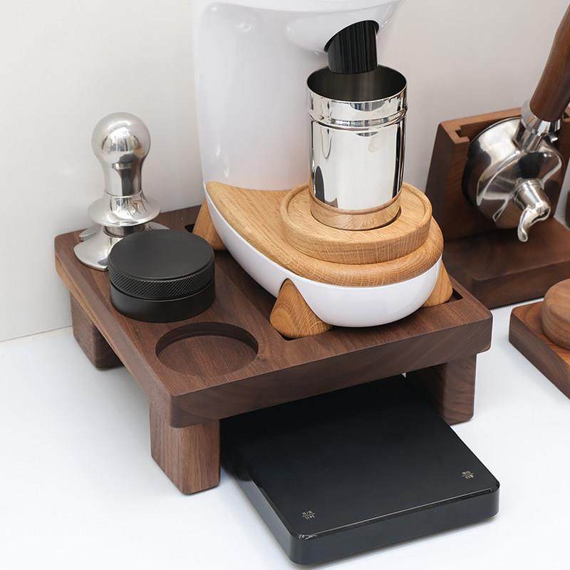 Niche zero磨豆机增高底座布粉压粉器收纳座接粉杯置物架实木定制