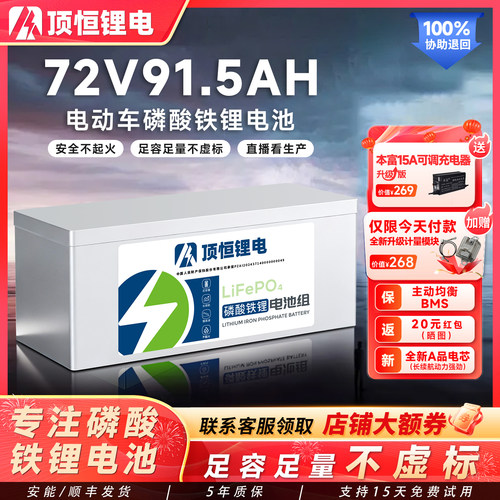 顶恒国轩72V91.5AH磷酸铁锂电池