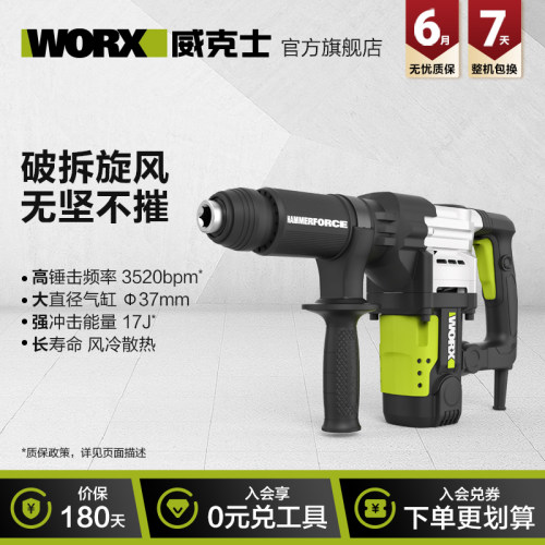 威克士1300W冲击电镐WU357大功率打混凝土工业级重型电锤电动工具