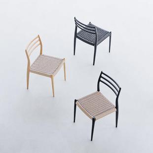 叁几 莫勒62号椅 白蜡木实木编绳椅舒服久坐简约餐椅家用靠背椅