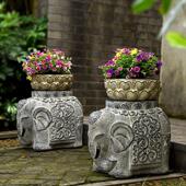 大象彷石凳石墩子底座石鼓门墩中式 庭院门口一对看门镇宅民宿花盆