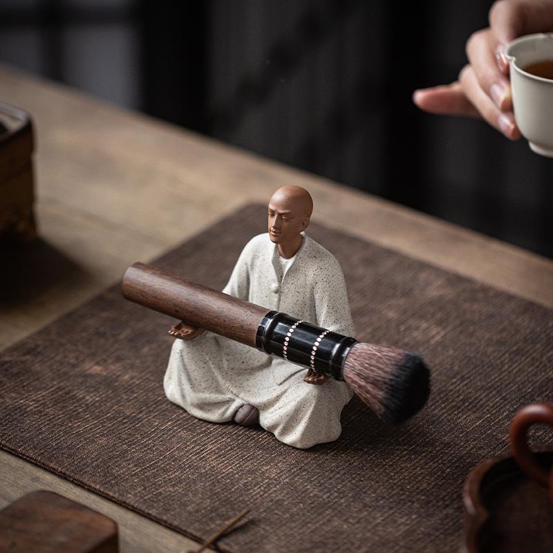 中式紫砂小和尚摆件禅意家居佛系小沙弥办公室桌面陶瓷装饰品摆设