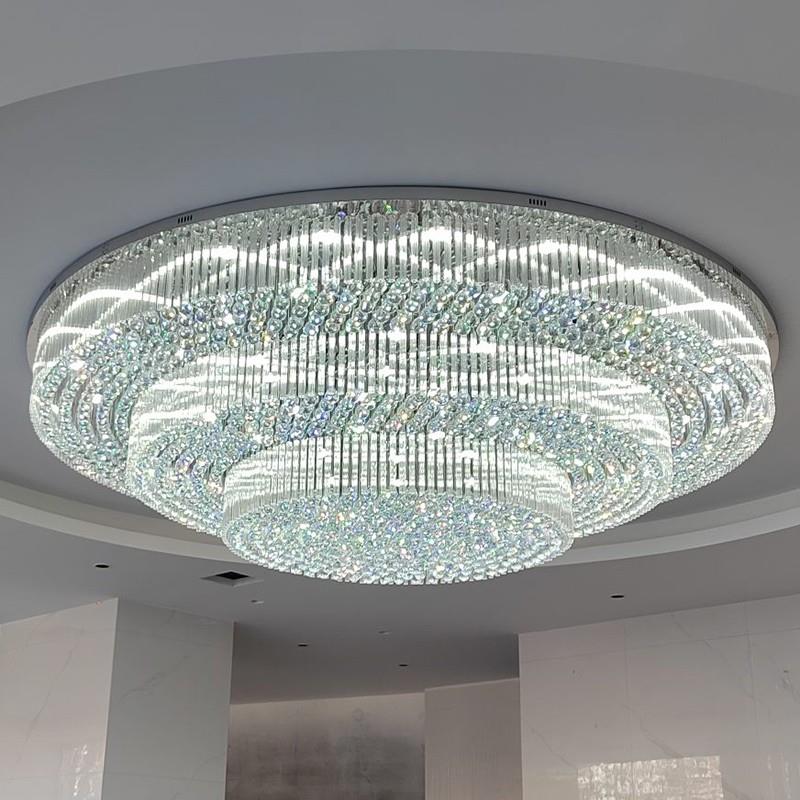 酒店大厅堂圆形水晶吊灯别墅客厅过道会所非标工程水晶灯具定制做