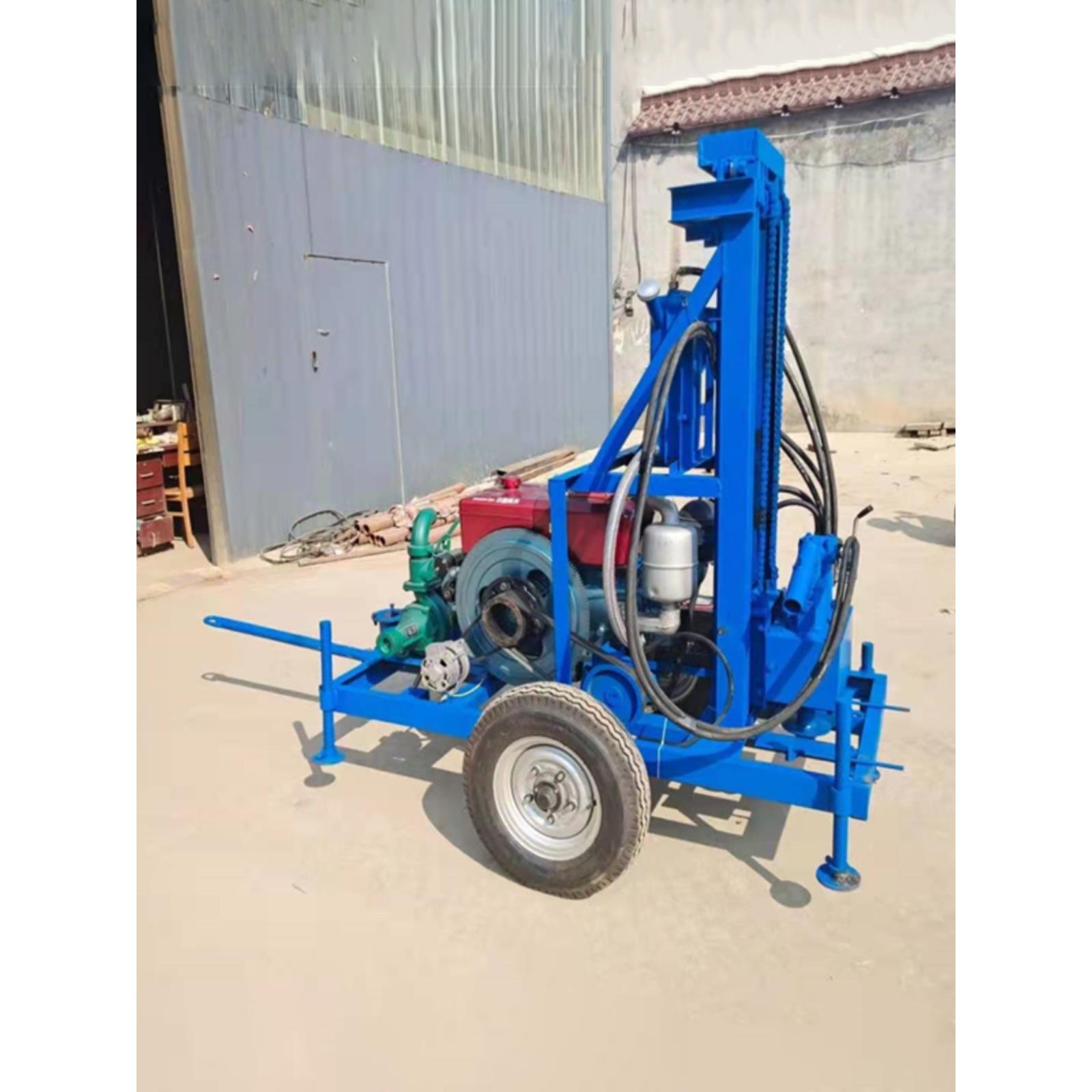 家用柴油液压打井机130米 钻井机民用深度打井农业灌溉牵引轮式机