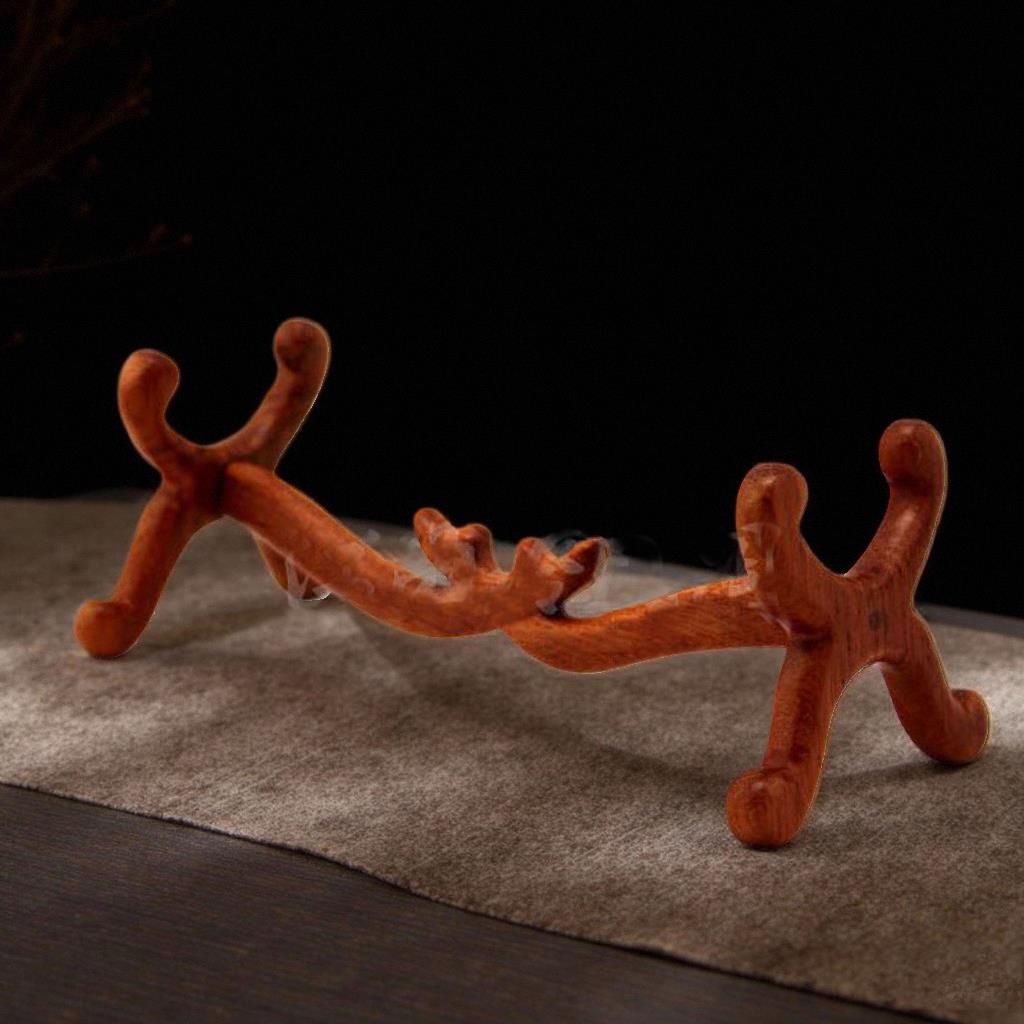 实木如意托架 酸枝木象牙烟斗如意架 工艺品摆件牛角托架子 底座