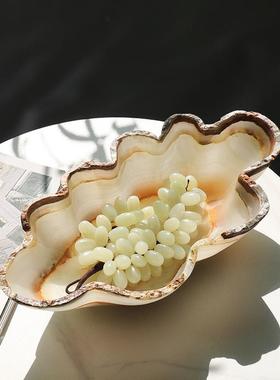 新型中国风天然玉壳果盘高端家居高端托盘储物托盘样板房装饰摆件