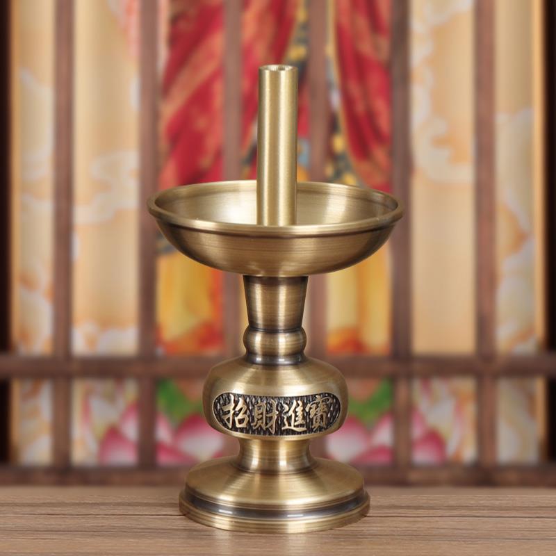 黄铜蜡烛台家用蜡烛底座纯铜蜡烛台座香炉一体复古铜蜡台烛台摆件