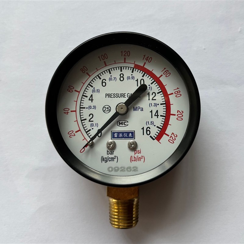 5种压力单位压力表 多刻度 y-60 0-1.5mpa 220psi Lb/in? 60mm