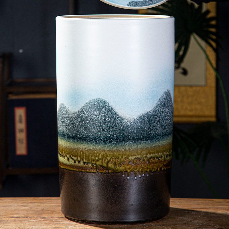 雨彤新品景德镇陶瓷茶叶罐特大号带盖密封防潮普洱白茶饼储存罐米