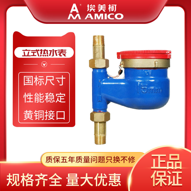 埃美柯 旋翼立式热水表数字自来水热水表家用4分6分接头DN15 DN20