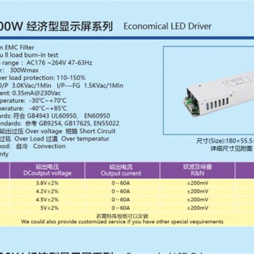 诚联电源CL-AS1-300-4.5 3.8V4.2V5V4.5V60A显示屏电源小间距