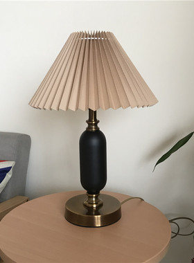 DPstudio中古vintage百褶台灯中古床头灯民宿装饰灯北欧ins风灯