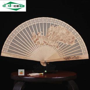 中国风手工小女式香木扇子檀木扇檀香扇古风折扇镂空古典女扇随身