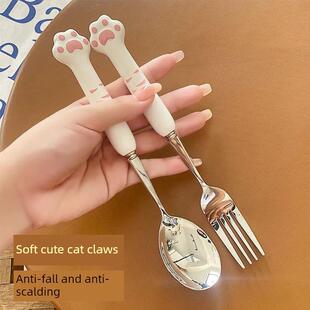 水果叉不锈钢食品级勺子和叉子设置长柄卡通可爱餐具家创意学生