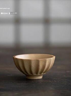 全新70毫升覆古手工木烧制花瓣杯、炉灶煮茶杯、露营式户外家用茶