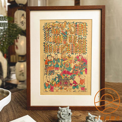 摇钱树中古风客厅玄关装饰画新中式喜庆寓意好卧室餐厅高档挂画