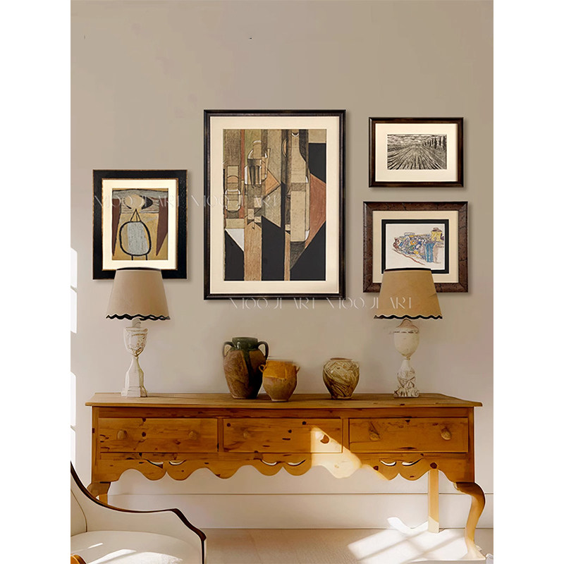 中古风抽象艺术装饰画现代玄关客厅组合挂画卧室高级感设计师挂画,家居饰品,现代装饰画,淘宝优惠券,粉丝福利购,淘宝优惠卷