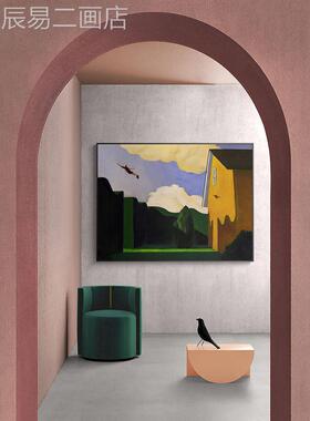 网红三小姐大型人景观艺术装画工室走廊饰过道壁物画斯客堪的纳维