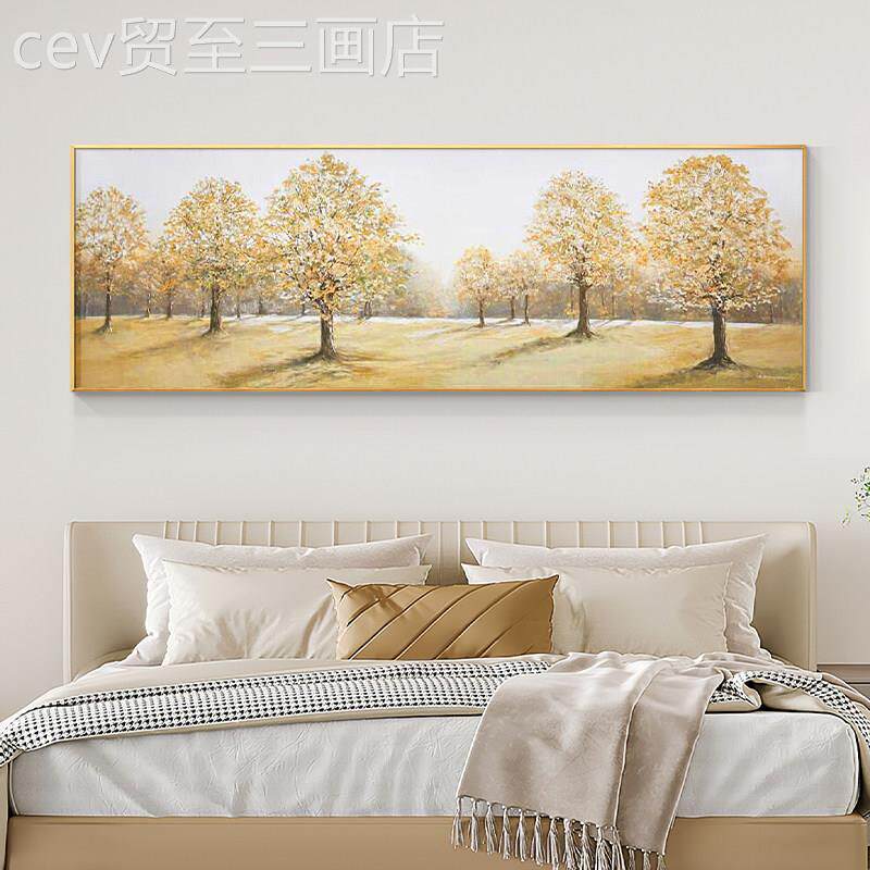 网红客厅绘手油现代轻奢树装饰画林中大树挂画林定幸画福树肌制理