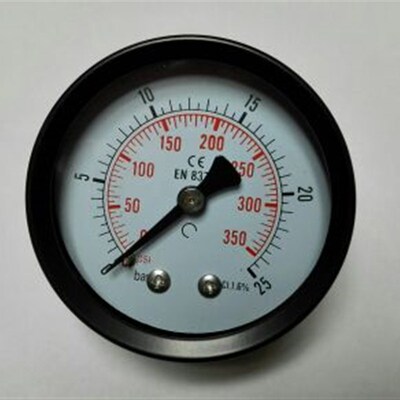 背接式轴向压力表 50mm y-50z 压力0~350psi 0~25bar 螺纹ZG1/8