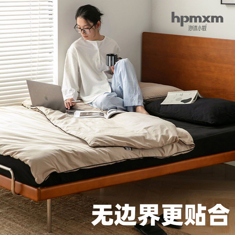 泡沫小敏家具北欧复古实木齐边床1.5米小户型卧室简约1.8m双人床