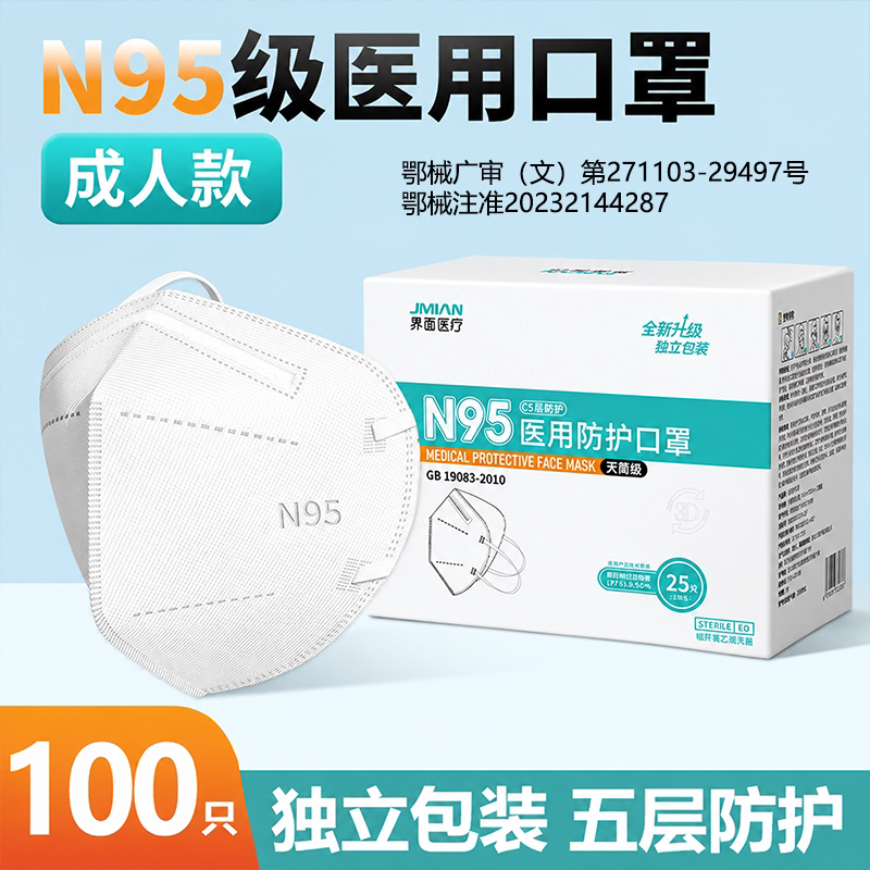 界面医疗N95级医用防护口罩一次性灭菌级口罩独立包装防工业粉尘