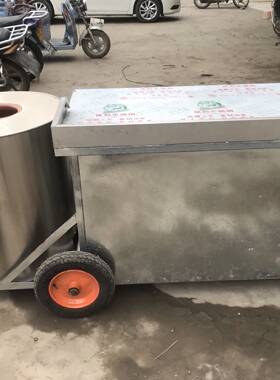 荆州锅盔炉子煤炭木炭炉 特色美食小吃推车不锈钢W燃气炉子推车