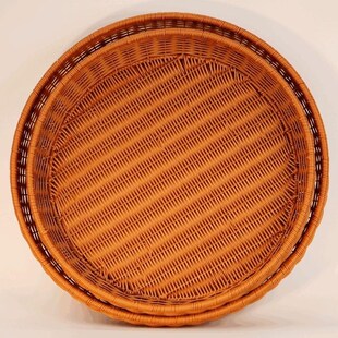 仿藤编织簸箕晒筐茶色圆形大号家用花生玉米干货晾晒X收整理纳托