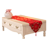 茶几巾桌旗欧式 餐桌m旗饭桌布艺喜庆结婚刺绣盖布花大红色电视柜