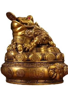 全铜黄铜聚宝盆金蟾铜钱元宝纳财祥瑞摆件店M铺开业送礼办公室客