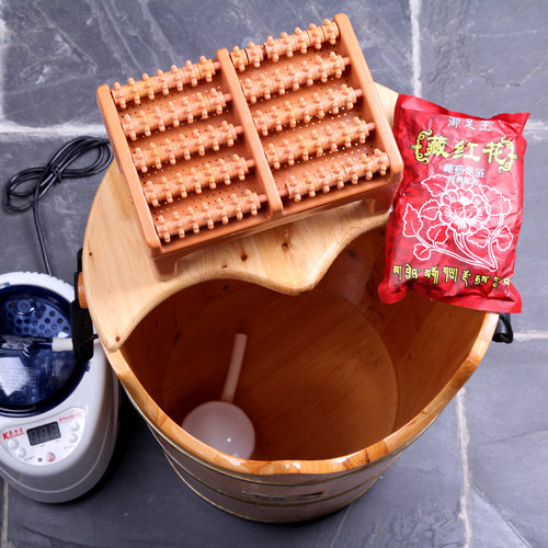 大号熏蒸泡脚桶过小腿足s疗木质足浴洗脚盆家用木桶实木恒温加热