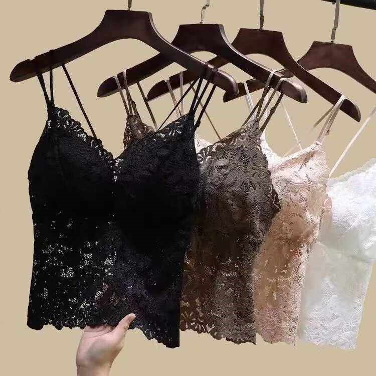 美背内衣2026新款爆款性感蕾丝吊带背心女带胸垫文胸外穿抹胸内搭