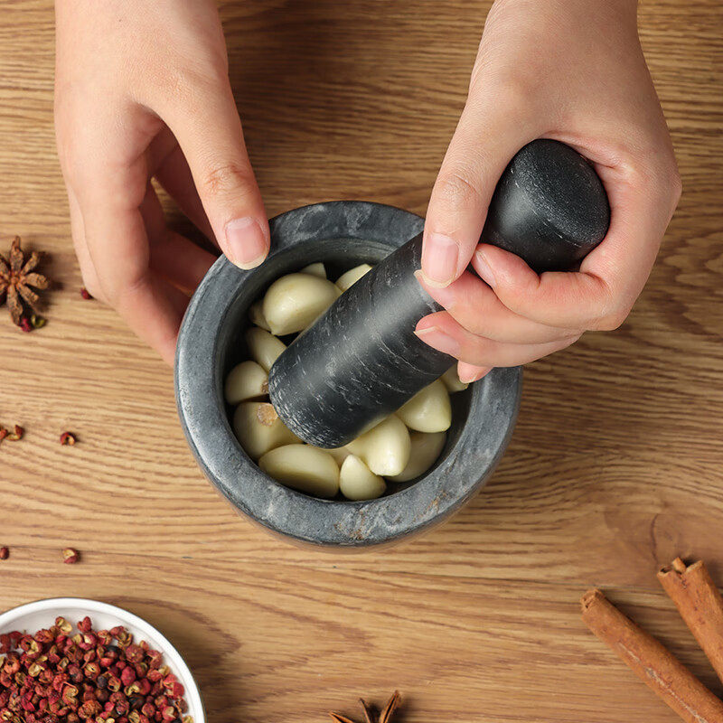 大理石捣药罐家用厨房工具捣蒜器研钵捣药盅胡椒研磨器现货