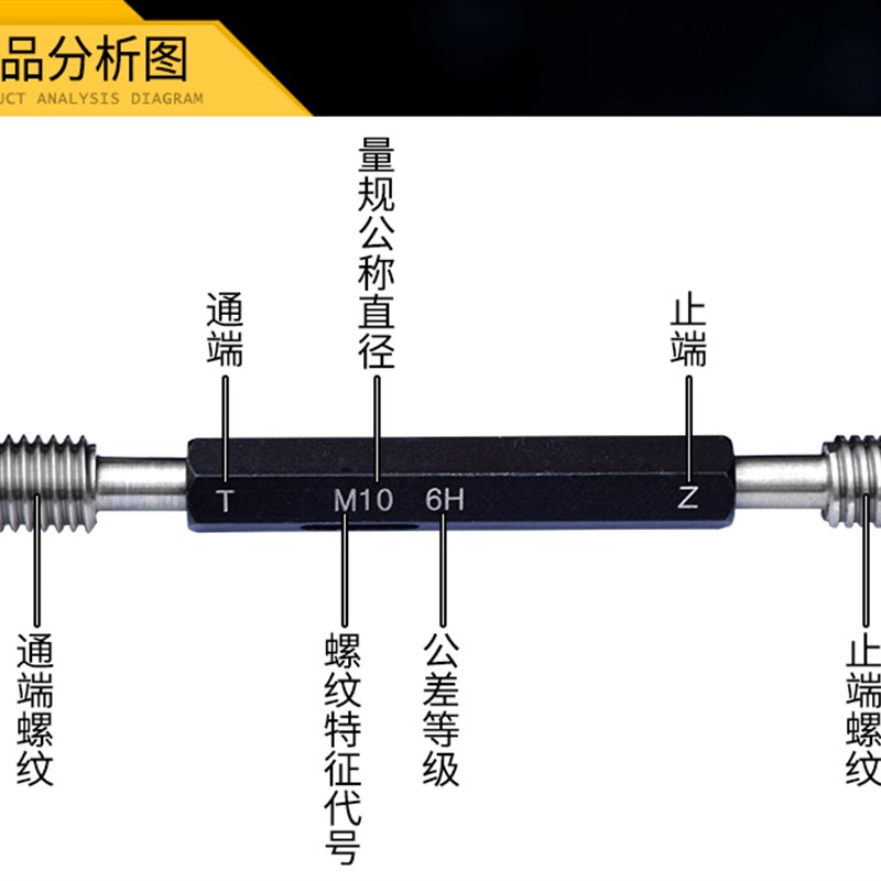M1-12双线牙双头牙螺纹塞规通止规牙规外螺纹规螺纹光滑环规6H