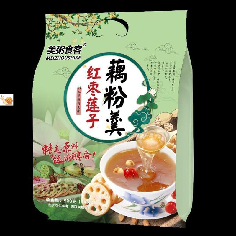 红枣莲子藕粉羹袋装500g营养早餐速溶颗粒冲泡代餐香糯爽滑充饥