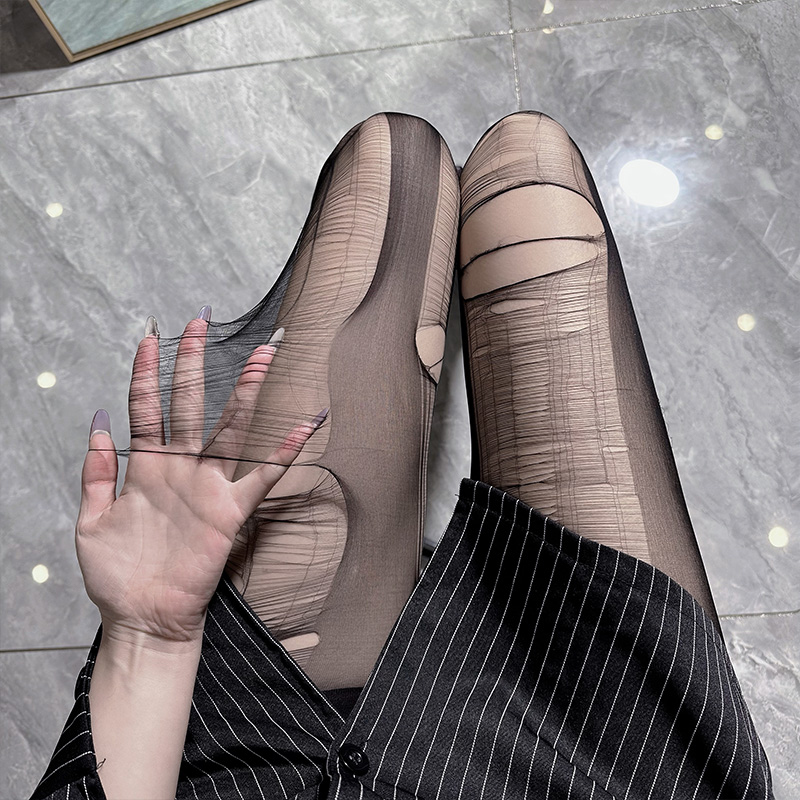 手撕丝袜女性感一次性超薄易撕扯显瘦美腿黑丝袜情调可免脱连裤袜