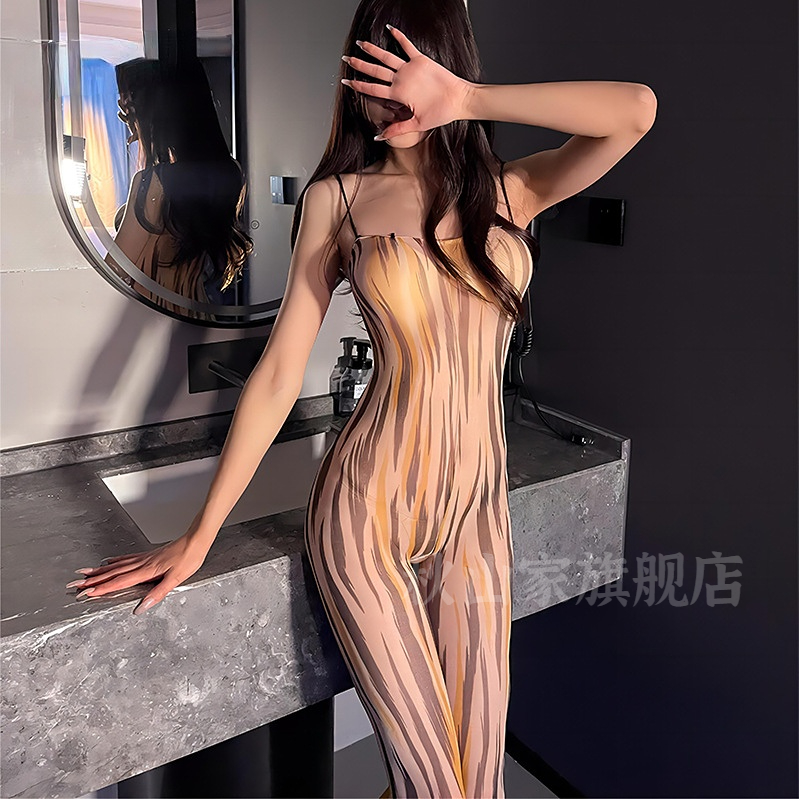 火辣豹纹连体制服成人性感内衣房事高级潮床上擦边情趣睡衣女qqny
