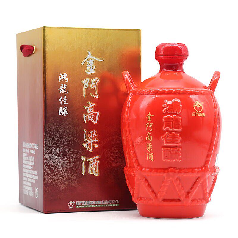 金门高粱酒鸿龙佳酿53度1000ml红坛粮食高度白酒清香型喜庆1升装