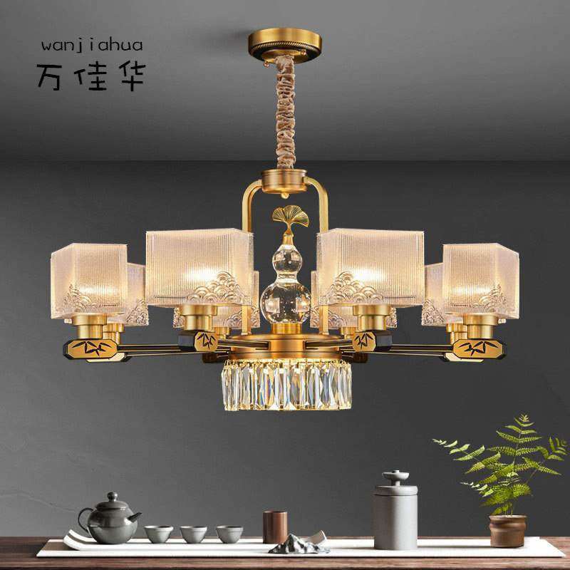 新中式客厅吊灯全铜大气别墅复式楼餐厅水晶灯具轻奢中国风大厅灯,电子/电工,接线端子,淘宝优惠券,粉丝福利购,淘宝优惠卷