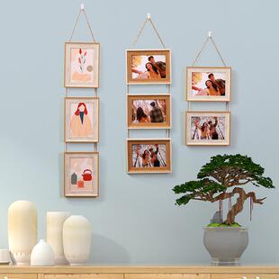 天台悦先简约现代相框+挂墙照片567寸复古免打孔钉二连框三联框