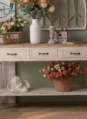 白色复古A2689装饰玄关桌民宿做仿桌子品店展示桌饰美旧式古乡村