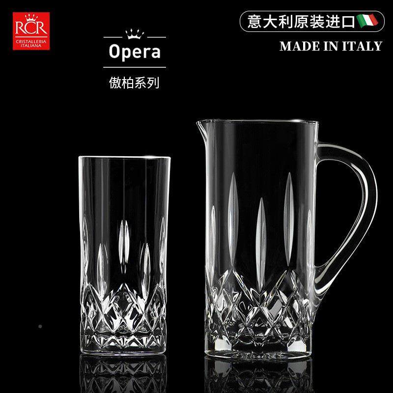 RCR冷水壶意大水利进晶口水凉水KKU大容量果汁壶家用玻璃壶套壶装